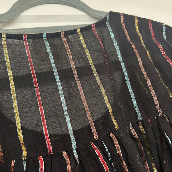 Sezane Christina metallic striped blouse top in black rainbow - Picture 9 of 9